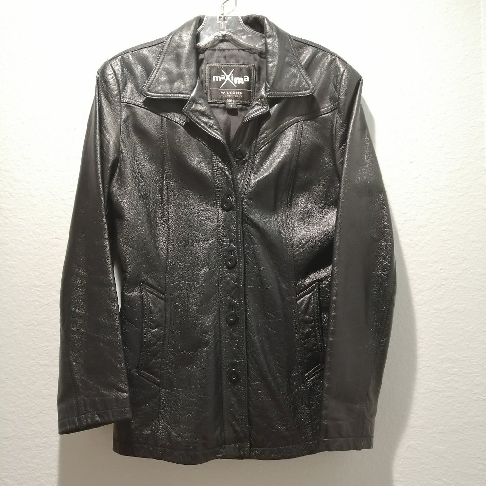 Maxima Wilsons 100% Leather Jacket Black - Size S